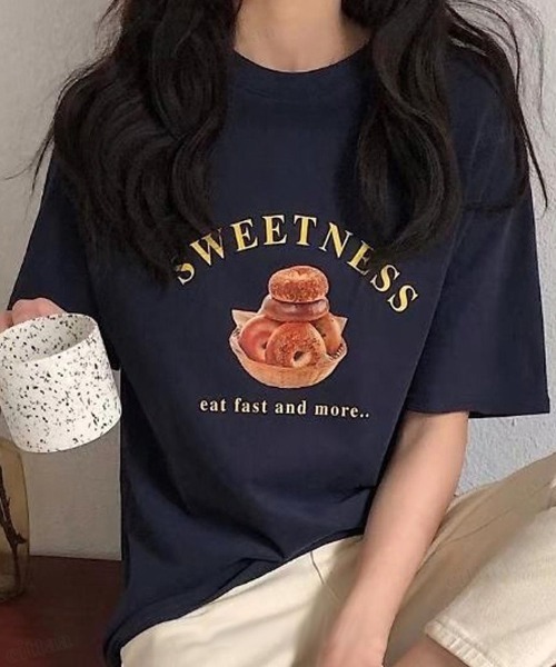 Dalfwin（ダールフィン）の「SWEETSプリント半袖Tシャツ（Tシャツ/カットソー・レディース・ホワイト/ピンク/クリーム・FREE）」の11枚目の写真