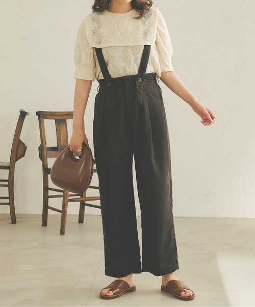 Ambre Neige（アンブルネージュ）の「サスペンダーパンツ／【WEB/EC限定商品】（その他パンツ・レディース・ブラック/ベージュ・FREE）」の4枚目の写真