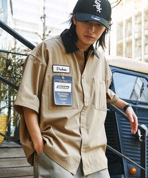Dickies/ディッキーズ ロゴワッペン襟切替オーバーサイズツイルワークシャツ