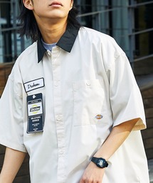Dickies/ディッキーズ ロゴワッペン襟切替オーバーサイズツイルワークシャツ