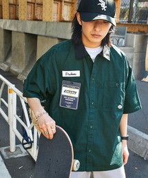 Dickies/ディッキーズ ロゴワッペン襟切替オーバーサイズツイルワークシャツ