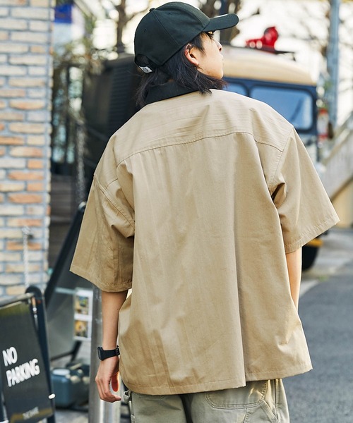 Dickies/ディッキーズ ロゴワッペン襟切替オーバーサイズツイルワーク