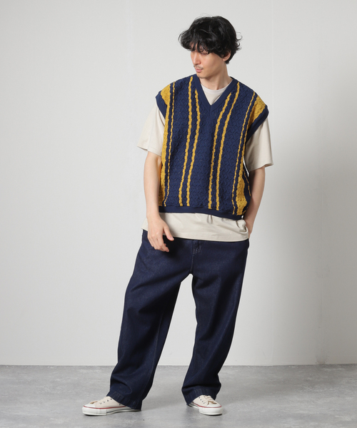 JOURNAL STANDARD（ジャーナルスタンダード）の「[ECOPET] ポリニットベスト（ベスト・メンズ・ネイビー/ブラウン・MEDIUM/LARGE）」の3枚目の写真