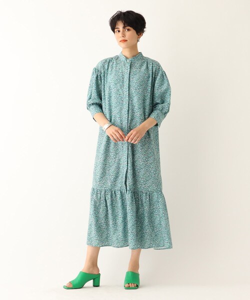 OPAQUE.CLIP（オペークドットクリップ）の「◆【C】リトルフラワープリント シャツワンピース（ワンピース・レディース・ベージュ系その他3/グリーン系その他2・36/40/38）」の5枚目の写真