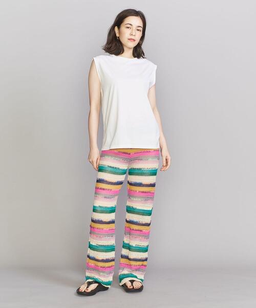 Lepidos（レピドス）の「＜Tach clothing＞ストライプ ニット パンツ -ウォッシャブル-（その他パンツ・レディース・ライトブルー/イエロー・S/M）」の6枚目の写真