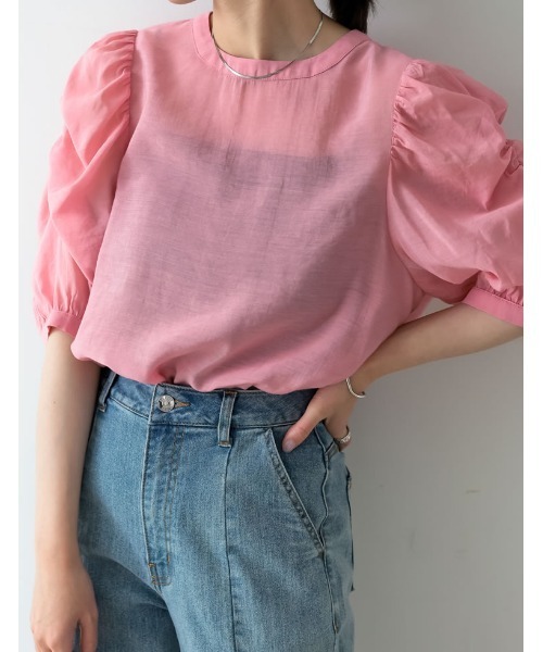 Re:EDIT(リエディ)の「シャーリングショルダーシアートップス(シャツ/ブラウス・レディース・ブラック/ホワイト/ピンク/ブルー/グリーン・MEDIUM/LARGE)」の15枚目の写真