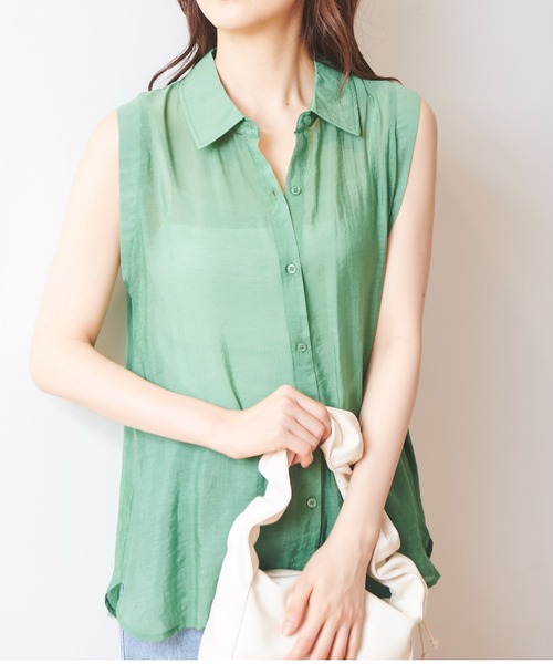 FREE'S MART（フリーズマート）の「シアーノースリーブブラウス（シャツ/ブラウス・レディース・グリーン/ホワイト/ピンク・FREE）」の11枚目の写真