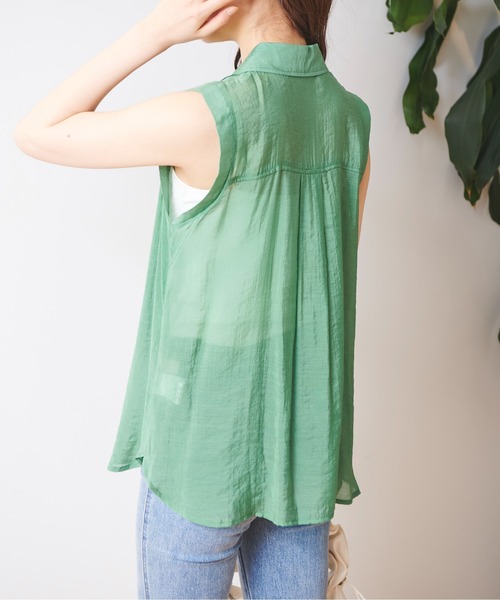 FREE'S MART（フリーズマート）の「シアーノースリーブブラウス（シャツ/ブラウス・レディース・グリーン/ホワイト/ピンク・FREE）」の14枚目の写真