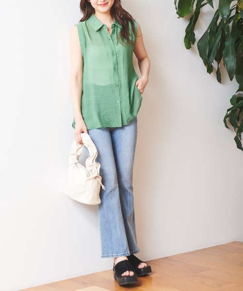 FREE'S MART（フリーズマート）の「シアーノースリーブブラウス（シャツ/ブラウス・レディース・グリーン/ホワイト/ピンク・FREE）」の15枚目の写真