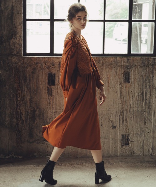 Cheek（チーク）の「キルティングベストＳＥＴワンピース（ワンピース・レディース・ブラウン/オレンジ/アイボリー・MEDIUM）」の5枚目の写真