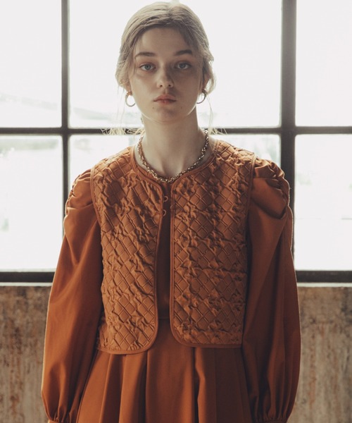 Cheek（チーク）の「キルティングベストＳＥＴワンピース（ワンピース・レディース・ブラウン/オレンジ/アイボリー・MEDIUM）」の9枚目の写真