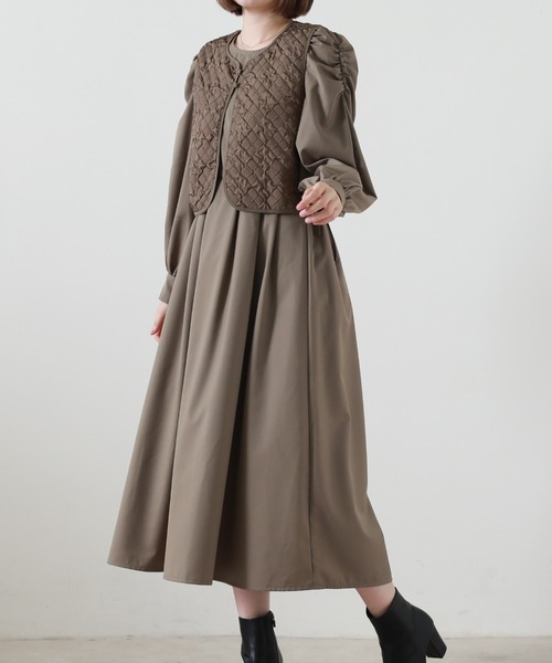 Cheek（チーク）の「キルティングベストＳＥＴワンピース（ワンピース・レディース・ブラウン/オレンジ/アイボリー・MEDIUM）」の12枚目の写真