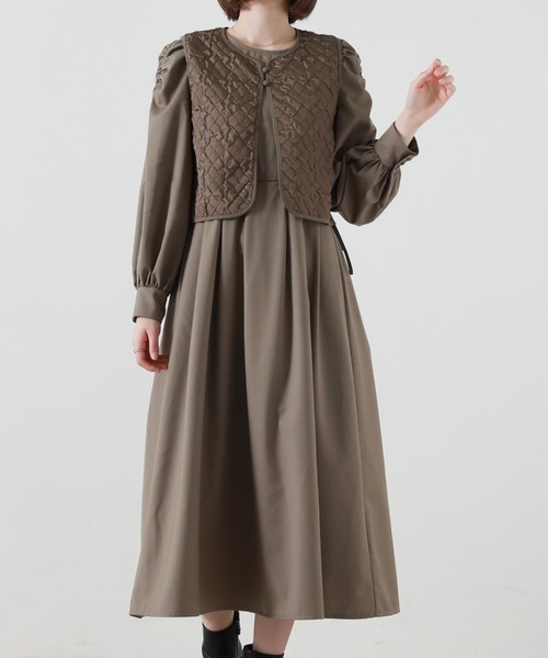 Cheek（チーク）の「キルティングベストＳＥＴワンピース（ワンピース・レディース・ブラウン/オレンジ/アイボリー・MEDIUM）」の13枚目の写真