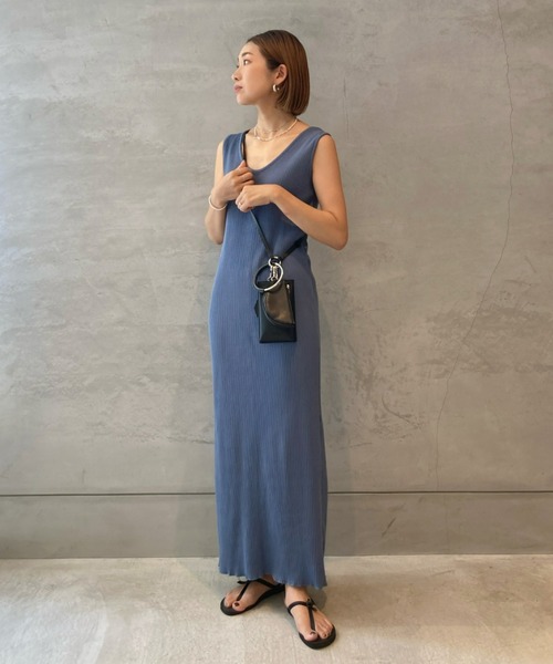 INTER FACTORY(インターファクトリー)の「WEARISTA yan - リブメロウワンピース made in INTER FACTORY(ワンピース・レディース・ホワイト/ブラック/ブルー/グリーン・SMALL/MEDIUM)」の4枚目の写真