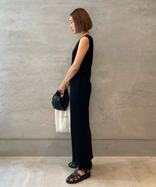 INTER FACTORY(インターファクトリー)の「WEARISTA yan - リブメロウワンピース made in INTER FACTORY(ワンピース・レディース・ホワイト/ブラック/ブルー/グリーン・SMALL/MEDIUM)」の6枚目の写真