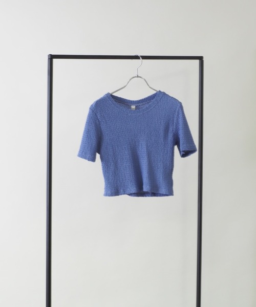 Bloom Closet(ブルームクローゼット)の「‘Wave’リンクルトップス(Tシャツ/カットソー・レディース・ホワイト/パープル/グリーン・MEDIUM/LARGE)」の3枚目の写真