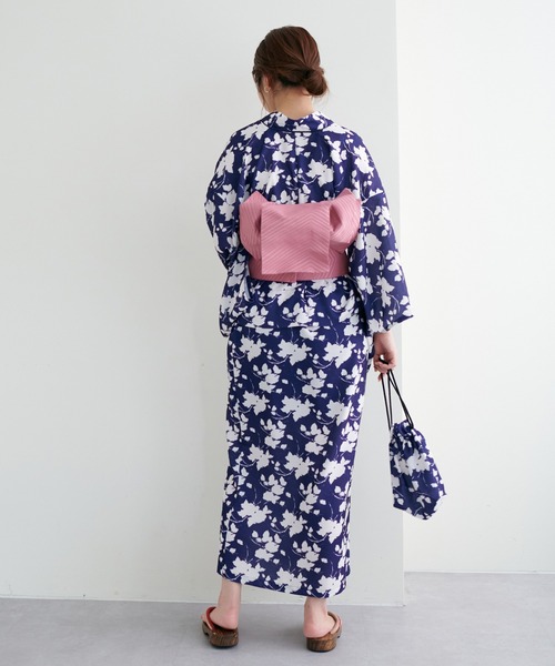 natural couture（ナチュラルクチュール）の「WEB限定/素朴な清楚感が漂う 変わり変わり結びたらし帯（和装小物・レディース・ネイビー/サーモンピンク・FREE）」の11枚目の写真