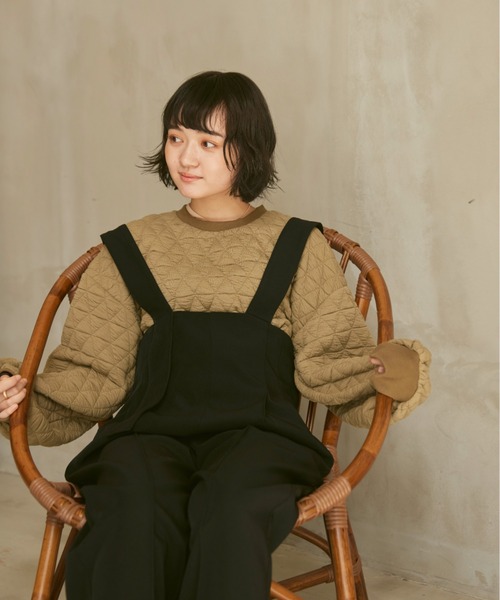 moi tytto（モイテュット）の「配色キルティングトップス（スウェット・レディース・オレンジ/ベージュ/カーキ・FREE）」の6枚目の写真