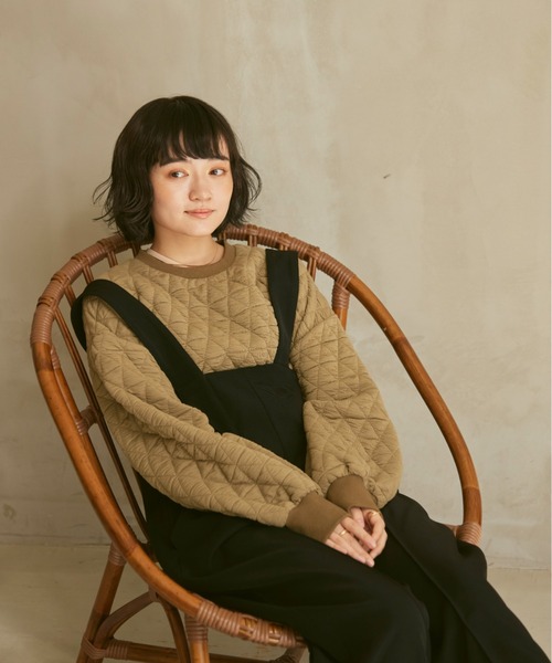 moi tytto（モイテュット）の「配色キルティングトップス（スウェット・レディース・オレンジ/ベージュ/カーキ・FREE）」の7枚目の写真