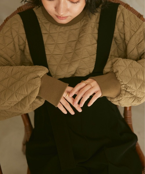 moi tytto（モイテュット）の「配色キルティングトップス（スウェット・レディース・オレンジ/ベージュ/カーキ・FREE）」の8枚目の写真