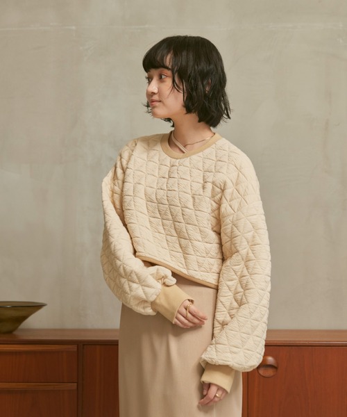 moi tytto（モイテュット）の「配色キルティングトップス（スウェット・レディース・オレンジ/ベージュ/カーキ・FREE）」の11枚目の写真