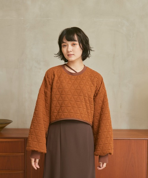 moi tytto（モイテュット）の「配色キルティングトップス（スウェット・レディース・オレンジ/ベージュ/カーキ・FREE）」の18枚目の写真