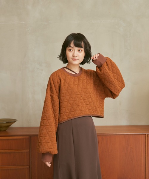 moi tytto（モイテュット）の「配色キルティングトップス（スウェット・レディース・オレンジ/ベージュ/カーキ・FREE）」の19枚目の写真