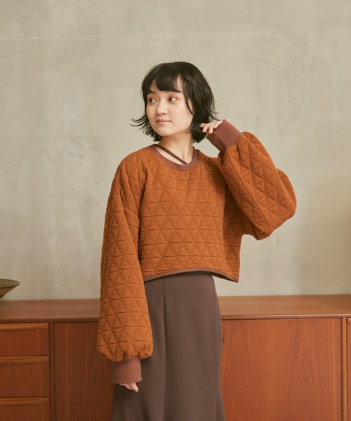 moi tytto（モイテュット）の「配色キルティングトップス（スウェット・レディース・オレンジ/ベージュ/カーキ・FREE）」の20枚目の写真