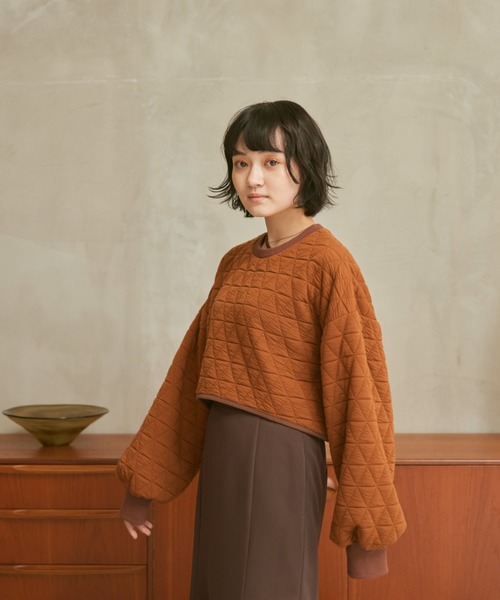 moi tytto（モイテュット）の「配色キルティングトップス（スウェット・レディース・オレンジ/ベージュ/カーキ・FREE）」の21枚目の写真