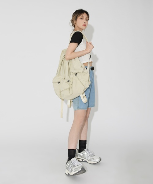 FOLLOWIN（フォロウィン）の「ベルトSETデニムワイドハーフパンツ（デニムパンツ・レディース・ライトブルー/ブルー・SMALL/MEDIUM/LARGE）」の15枚目の写真