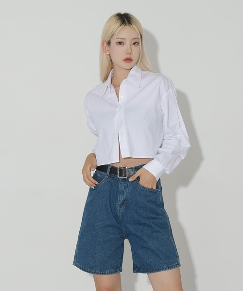 FOLLOWIN（フォロウィン）の「ベルトSETデニムワイドハーフパンツ（デニムパンツ・レディース・ライトブルー/ブルー・SMALL/MEDIUM/LARGE）」の19枚目の写真