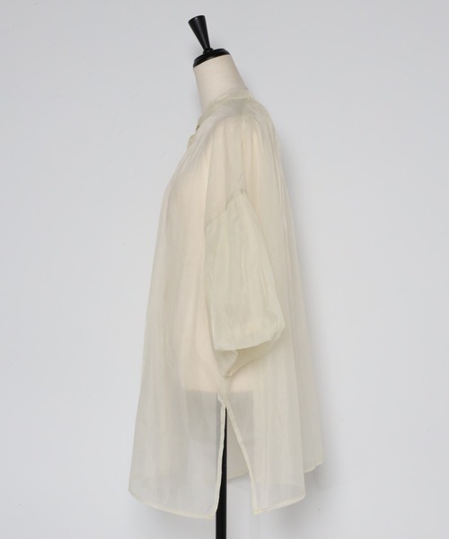 Bonjour Sagan（ボンジュールサガン）の「バックギャザーシアーシャツ（Tシャツ/カットソー・レディース・ライトグレー/ブラック/ライトベージュ・FREE）」の12枚目の写真