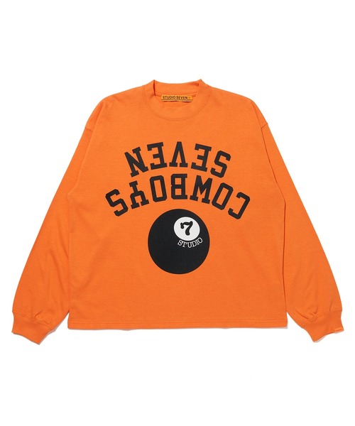 STUDIO SEVEN（スタジオ セブン）の「SEVEN 7-BALL COWBOYS Inverted Print LS Tee【STUDIOSEVEN/スタジオセブン】（Tシャツ/カットソー・メンズ・ホワイト/ブラック/オレンジ・MEDIUM/LARGE/X-LARGE）」の3枚目の写真