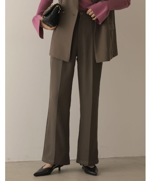 Re:EDIT（リエディ）の「[2022A/W COLLECTION][低身長/高身長サイズ有]ストレッチツイルスリムフレアパンツ（その他パンツ・レディース・ブラック/アイボリー/モカ・SMALL/MEDIUM/LARGE/SHORT/TALL）」の4枚目の写真
