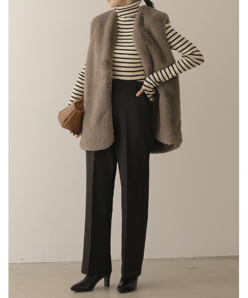 Re:EDIT（リエディ）の「[2022A/W COLLECTION][低身長/高身長サイズ有]ストレッチツイルスリムフレアパンツ（その他パンツ・レディース・ブラック/アイボリー/モカ・SMALL/MEDIUM/LARGE/SHORT/TALL）」の12枚目の写真