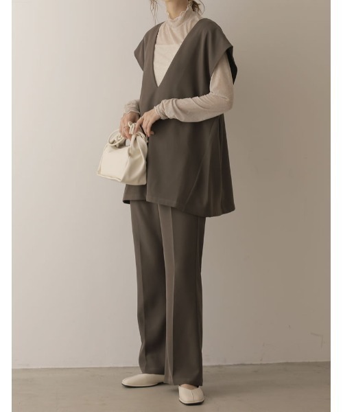 Re:EDIT（リエディ）の「[2022A/W COLLECTION][低身長/高身長サイズ有]ストレッチツイルスリムフレアパンツ（その他パンツ・レディース・ブラック/アイボリー/モカ・SMALL/MEDIUM/LARGE/SHORT/TALL）」の6枚目の写真