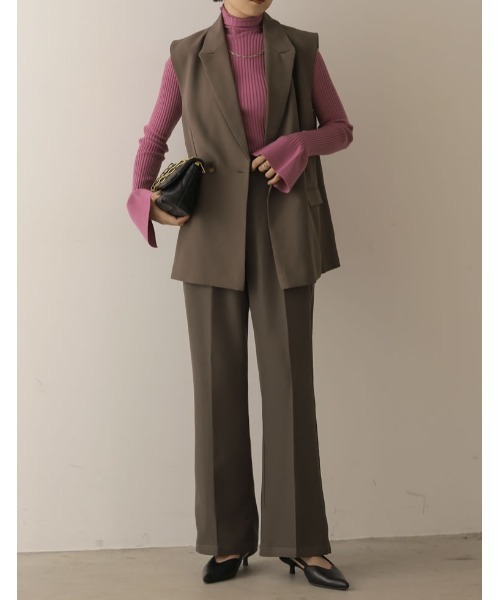 Re:EDIT（リエディ）の「[2022A/W COLLECTION][低身長/高身長サイズ有]ストレッチツイルスリムフレアパンツ（その他パンツ・レディース・ブラック/アイボリー/モカ・SMALL/MEDIUM/LARGE/SHORT/TALL）」の18枚目の写真