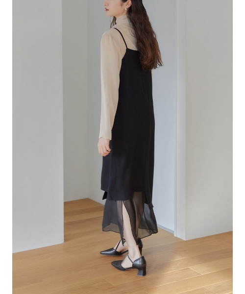 Sheer Pleats Cami Dress