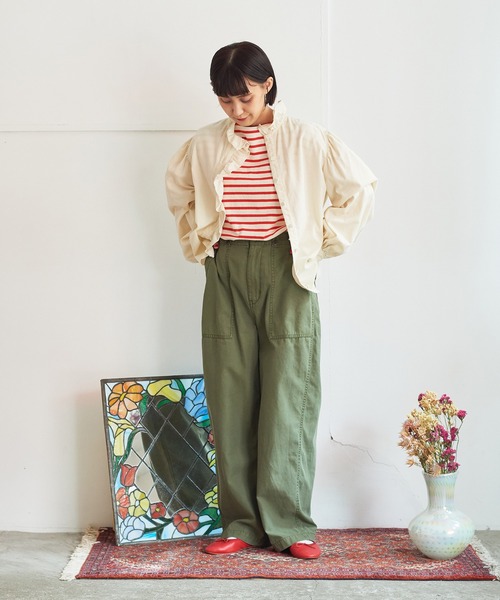 CHILD WOMAN（チャイルドウーマン）の「シャツコール フリル衿シャツ（シャツ/ブラウス・レディース・サックスブルー/アイボリー/ダークブラウン・FREE）」の8枚目の写真