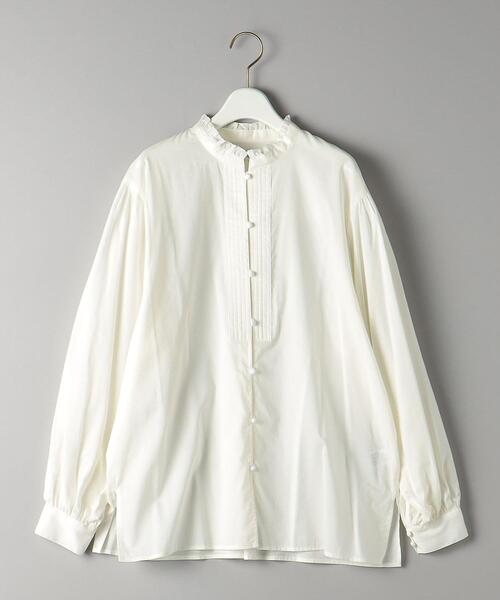 BEAUTY&amp;YOUTH UNITED ARROWS - ビューティーアンドユース　カラーフリルシャツ　ブラウス　ホワイト　コットン BEAUTY&YOUTH UNITED ARROWS（ビューティーアンドユース