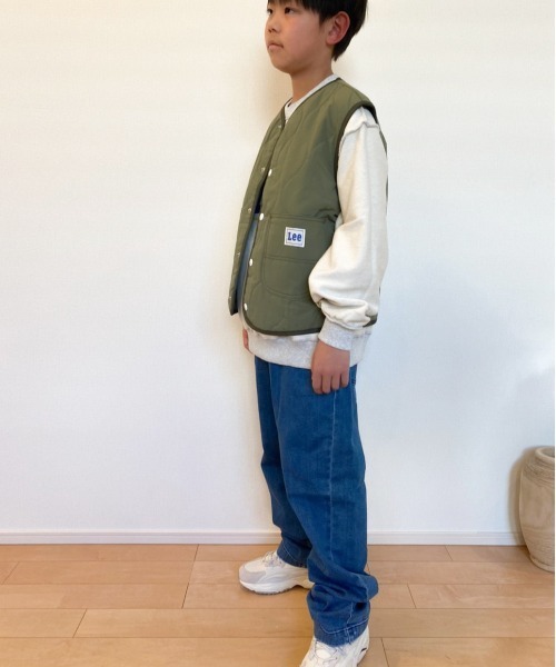 Lee（リー）の「Lee/リー キッズ　ナイロン弱撥水ヒョウタンキルト中綿ベスト（ベスト・キッズ・マスタード/ブラック/カーキ/ブルー・140/150/130）」の8枚目の写真