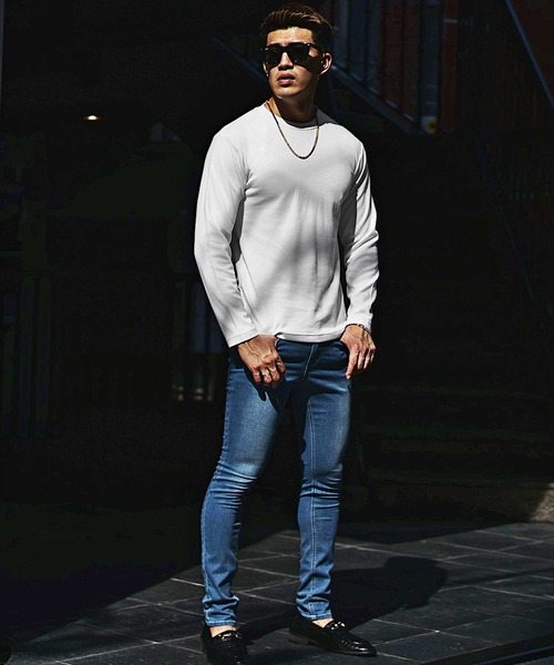 SOMEDIFF（サムディフ）の「【SOMEDIFF】プレミアム長袖Tシャツ メンズ ロンT 無地 クルーネック Vネック ゴルフウェア カットソー スリムフィット 春服 冬服（Tシャツ/カットソー・メンズ・ホワイト/ブラック/ネイビー/グレー/ホワイト系1/ブラック系1/グレー系1/ネイビー系1/ダークベージュ/アッシュグレー/ベージュ系1/グレー系2/ホワイト系2/ブラック系2/レッド/レッド系1・M/L/XL/XXL）」の18枚目の写真