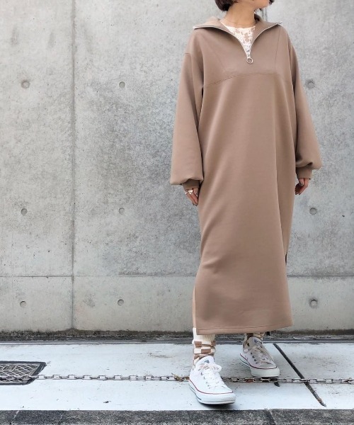 B'2nd（ビーセカンド）の「HCAE(エイチシーエーイー) SWEAT DRESS/スェットワンピース（ワンピース・レディース・ベージュ/ブラック・F）」の2枚目の写真