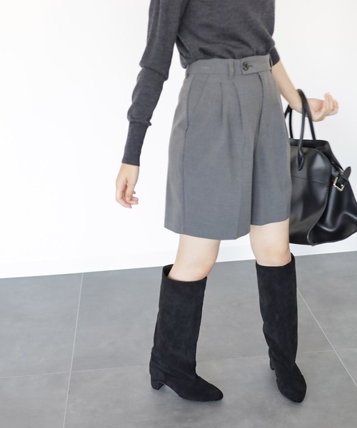 SESTO(セスト)の「ワイドシャフトミドルヒールロングブーツ(ブーツ・レディース・ブラック/ベージュ/ブラック系その他/ダークブラウン・S/M/L/LL/3L)」の20枚目の写真