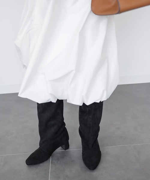SESTO(セスト)の「ワイドシャフトミドルヒールロングブーツ(ブーツ・レディース・ブラック/ベージュ/ブラック系その他/ダークブラウン・S/M/L/LL/3L)」の18枚目の写真