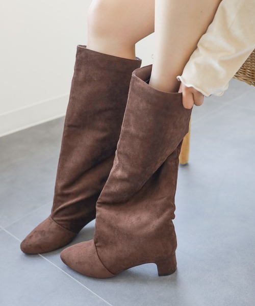 SESTO(セスト)の「ワイドシャフトミドルヒールロングブーツ(ブーツ・レディース・ブラック/ベージュ/ブラック系その他/ダークブラウン・S/M/L/LL/3L)」の15枚目の写真