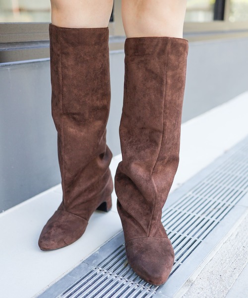 SESTO(セスト)の「ワイドシャフトミドルヒールロングブーツ(ブーツ・レディース・ブラック/ベージュ/ブラック系その他/ダークブラウン・S/M/L/LL/3L)」の9枚目の写真