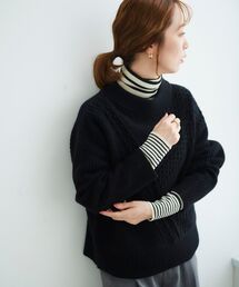 le.coeur blanc | パッチワークケーブルニットプルオーバー(ニット/セーター)