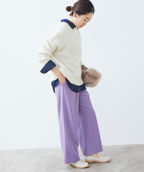 le.coeur blanc（ルクールブラン）の「パッチワークケーブルニットプルオーバー（ニット/セーター・レディース・ブラック/アイボリー/グレー・38）」の10枚目の写真