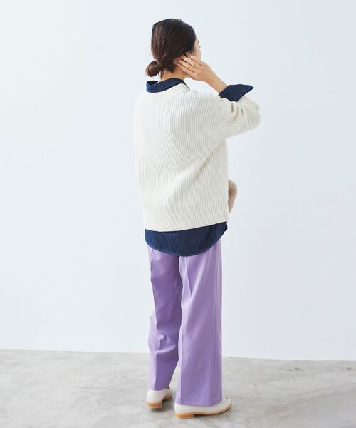 le.coeur blanc（ルクールブラン）の「パッチワークケーブルニットプルオーバー（ニット/セーター・レディース・ブラック/アイボリー/グレー・38）」の11枚目の写真